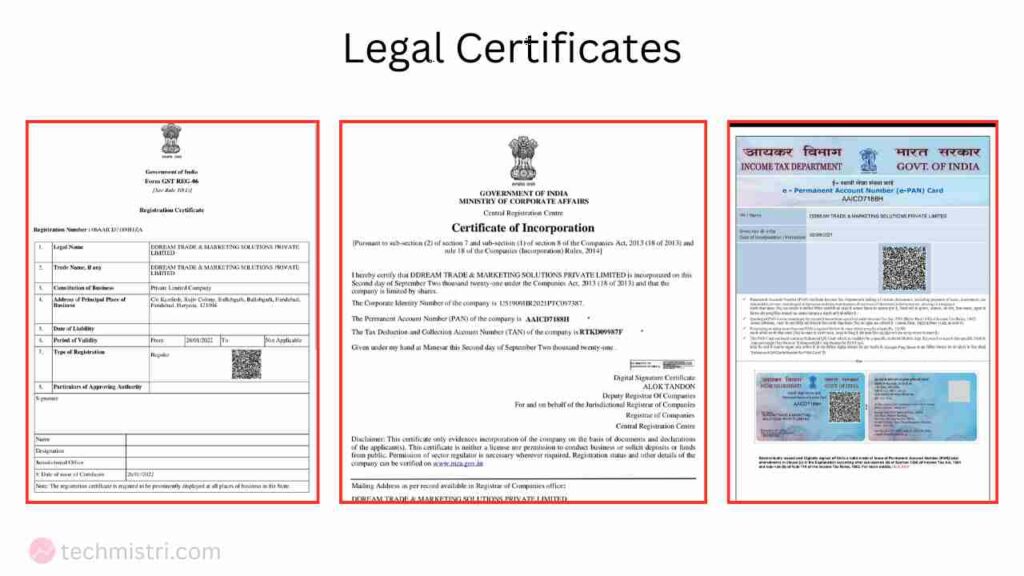 D Dream legal certificates