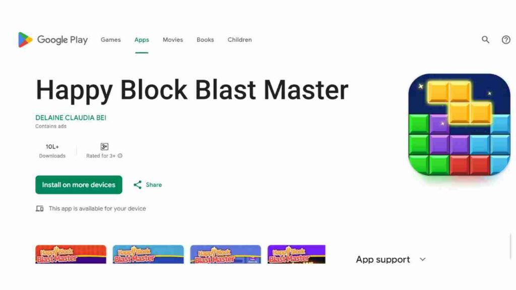 Happy Block blast Master App on google play store