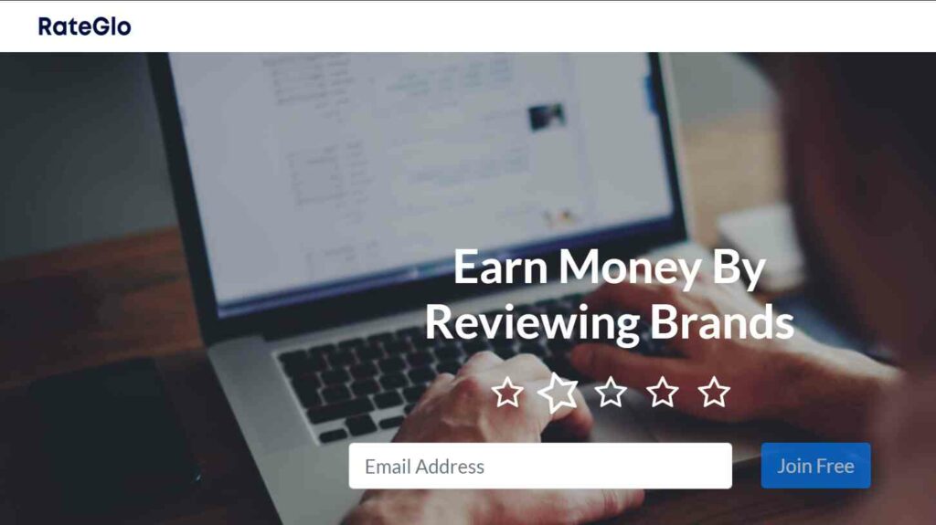 Rateglo.com homepage earn money by reviewing brands
