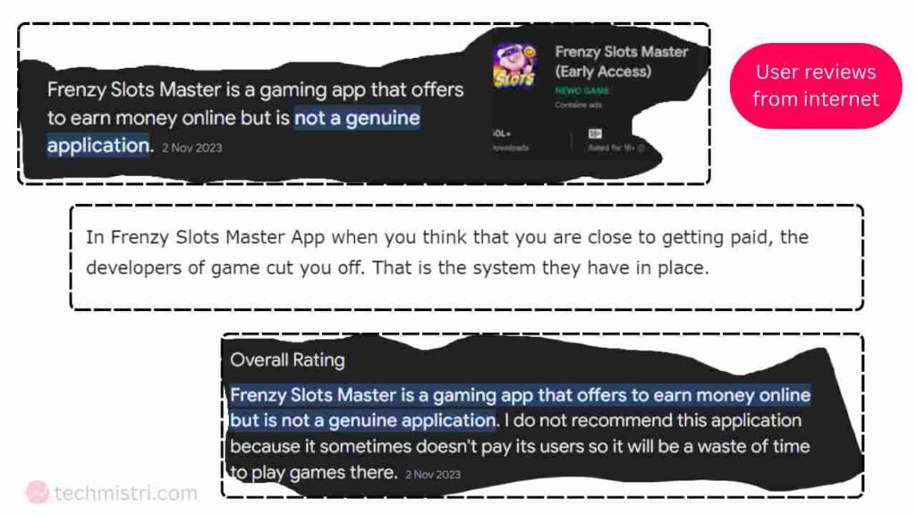 Frenzy Slots Master user reviews