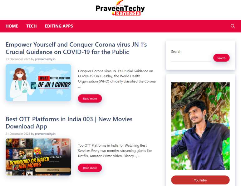 Praveentechy.in Home Page