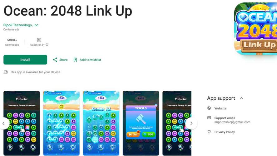 Ocean 2048 App Home Page