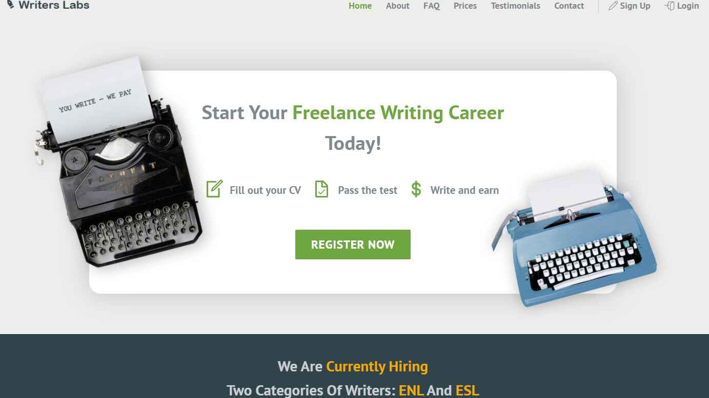 Writerslabs.com Home Page