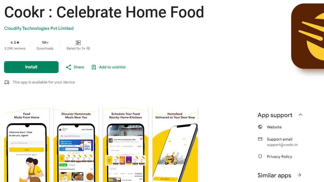 Cookr App Home Page