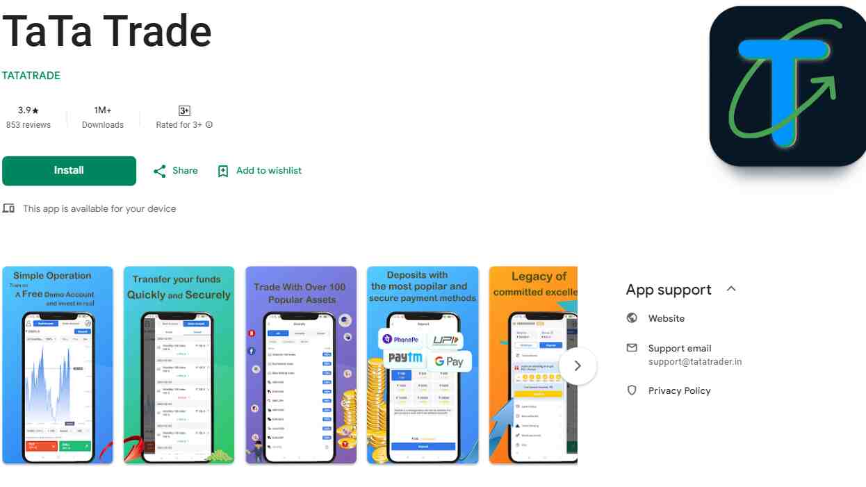 Tata Trade App Home Page