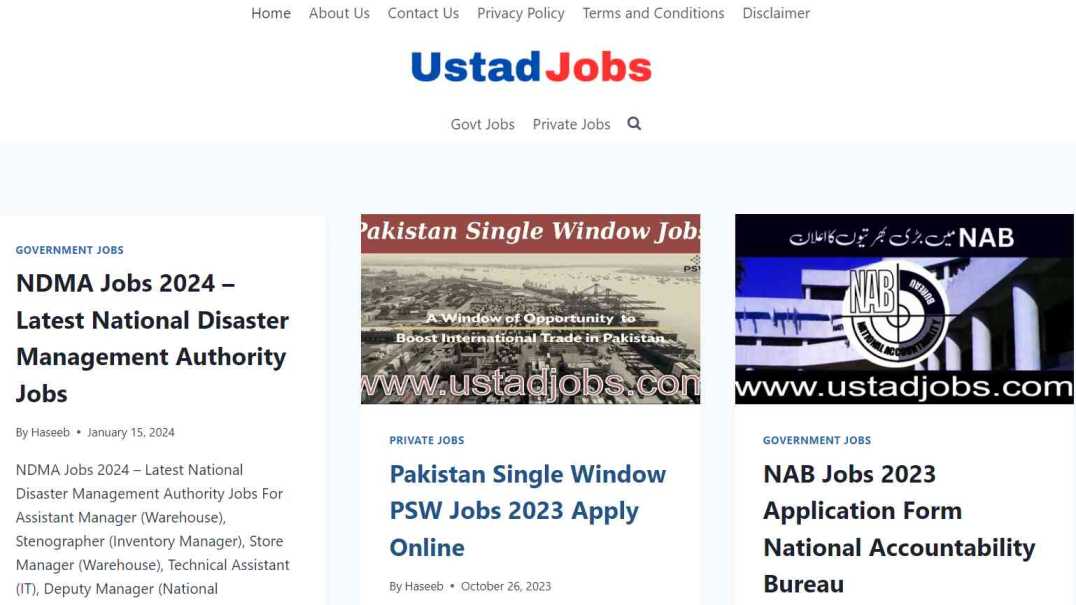 Ustadjobs.com Home Page